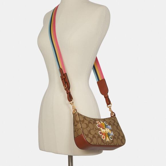 💃New Coach Jes Baguette In Signature Canvas With Coach Radial Rainbow - Picture 4 of 10